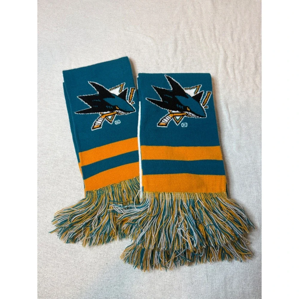 San Jose Sharks Scarf Men OS Teal First Responders Night NHL Knit Fringe